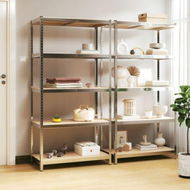 Detailed information about the product 5-Layer Heavy-duty Shelves 2 pcs Silver Steel and Engineered Wood