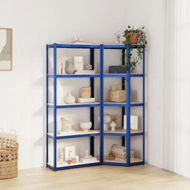 Detailed information about the product 5-Layer Shelves 2 pcs Blue Steel&Engineered Wood