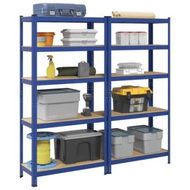 Detailed information about the product 5-Layer Storage Shelves 2 pcs Blue Steel&Engineered Wood