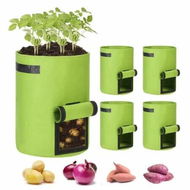 Detailed information about the product 5-Pack 10 Gallon Potato Grow Bags,Aeration Fabric Pots with Handles Nonwoven Fabric Pots Vegetable Grow Bags for Tomato Vegetable and Fruits(Green)