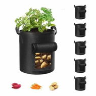 Detailed information about the product 5-Pack 10 Gallon Potato Grow Bags,Garden Planting Bag with Reinforced Handle,Thickened Nonwoven Fabric Pots for Tomato,Vegetable and Fruits