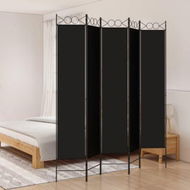 Detailed information about the product 5-Panel Room Divider Black 200x220 Cm Fabric