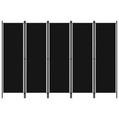 5-Panel Room Divider Black 250x180 Cm