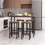 Detailed information about the product 5 PCS Bar Table Set 4 Chairs Stools Kitchen Dining Height Counter Modern Wooden Top Metal Frame