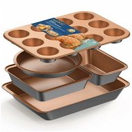 Detailed information about the product 5 PCS Nonstick Bakeware Set, Baking Pans Set with Round and Square Cake Pan, Loaf Pan, Muffin Pan & Roasting Pan,Dishwasher Safe,Easy Clean,Oven Safe