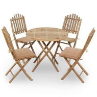 Detailed information about the product 5 Piece Folding Outdoor Dining Set with Cushions Bamboo