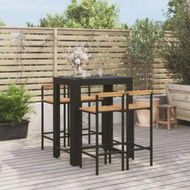 Detailed information about the product 5 Piece Garden Bar Set Black Poly Rattan&Solid Wood Acacia