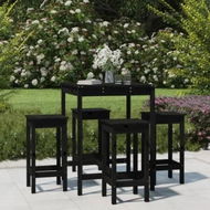 Detailed information about the product 5 Piece Garden Bar Set Black Solid Wood Pine