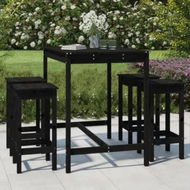 Detailed information about the product 5 Piece Garden Bar Set Black Solid Wood Pine