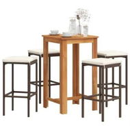 Detailed information about the product 5 Piece Garden Bar Set Brown Solid Wood Acacia and Poly Rattan