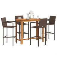 Detailed information about the product 5 Piece Garden Bar Set Brown Solid Wood Acacia and Poly Rattan