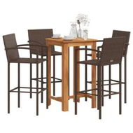 Detailed information about the product 5 Piece Garden Bar Set Brown Solid Wood Acacia and Poly Rattan