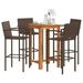 5 Piece Garden Bar Set Brown Solid Wood Acacia and Poly Rattan. Available at Crazy Sales for $559.95