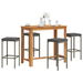 5 Piece Garden Bar Set Grey Solid Wood Acacia and Poly Rattan. Available at Crazy Sales for $399.95