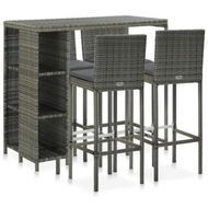 Detailed information about the product 5 Piece Garden Bar Set with Cushions Poly Rattan Grey