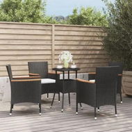 Detailed information about the product 5 Piece Garden Bistro Set with Cushions Black Poly Rattan