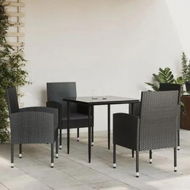 Detailed information about the product 5 Piece Garden Dining Set Black Poly Rattan and Steel