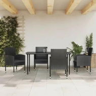 Detailed information about the product 5 Piece Garden Dining Set Black Poly Rattan and Steel