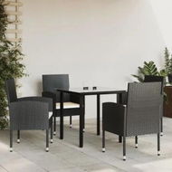 Detailed information about the product 5 Piece Garden Dining Set Black Poly Rattan and Steel