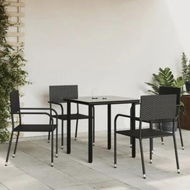 Detailed information about the product 5 Piece Garden Dining Set Black Poly Rattan and Steel