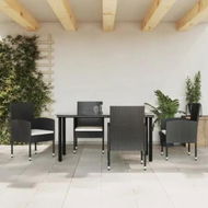 Detailed information about the product 5 Piece Garden Dining Set Black Poly Rattan and Steel