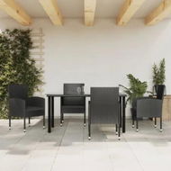 Detailed information about the product 5 Piece Garden Dining Set Black Poly Rattan and Steel