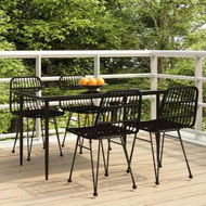 Detailed information about the product 5 Piece Garden Dining Set Black Poly Rattan