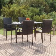 Detailed information about the product 5 Piece Garden Dining Set Black Poly Rattan