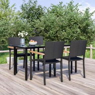 Detailed information about the product 5 Piece Garden Dining Set Black Poly Rattan