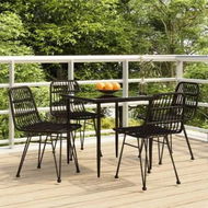 Detailed information about the product 5 Piece Garden Dining Set Black Poly Rattan