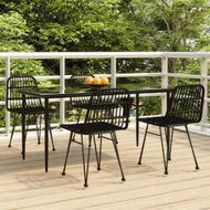 Detailed information about the product 5 Piece Garden Dining Set Black Poly Rattan