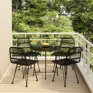 Detailed information about the product 5 Piece Garden Dining Set Black Poly Rattan