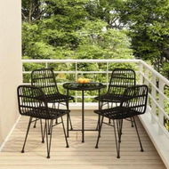 Detailed information about the product 5 Piece Garden Dining Set Black Poly Rattan