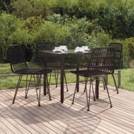 Detailed information about the product 5 Piece Garden Dining Set Black Poly Rattan