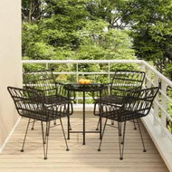 Detailed information about the product 5 Piece Garden Dining Set Black Poly Rattan