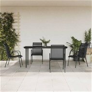 Detailed information about the product 5 Piece Garden Dining Set Black Steel and Textilene