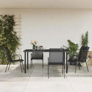 Detailed information about the product 5 Piece Garden Dining Set Black Steel and Textilene