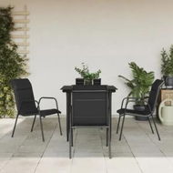 Detailed information about the product 5 Piece Garden Dining Set Black Steel and Textilene