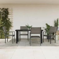 Detailed information about the product 5 Piece Garden Dining Set Black Steel and Textilene