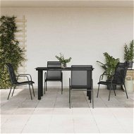 Detailed information about the product 5 Piece Garden Dining Set Black Steel and Textilene