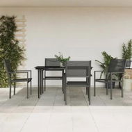 Detailed information about the product 5 Piece Garden Dining Set Black Steel and Textilene