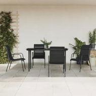 Detailed information about the product 5 Piece Garden Dining Set Black Steel and Textilene