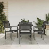 Detailed information about the product 5 Piece Garden Dining Set Black Steel and Textilene