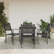 Detailed information about the product 5 Piece Garden Dining Set Black Steel and Textilene