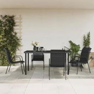 Detailed information about the product 5 Piece Garden Dining Set Black Steel and Textilene