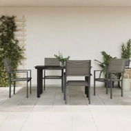 Detailed information about the product 5 Piece Garden Dining Set Black Steel and Textilene