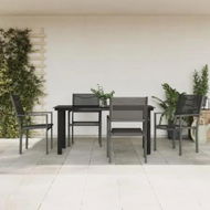 Detailed information about the product 5 Piece Garden Dining Set Black Steel and Textilene