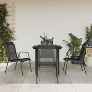 Detailed information about the product 5 Piece Garden Dining Set Black Steel and Textilene