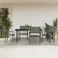 Detailed information about the product 5 Piece Garden Dining Set Black Steel and Textilene