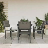 Detailed information about the product 5 Piece Garden Dining Set Black Steel and Textilene